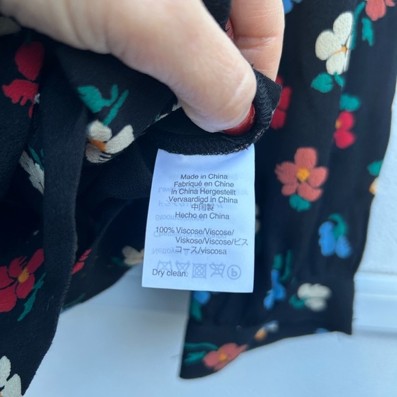 Madewell floral wrap shirt XXS black multi colorful cropped top party classic - Picture 11 of 13